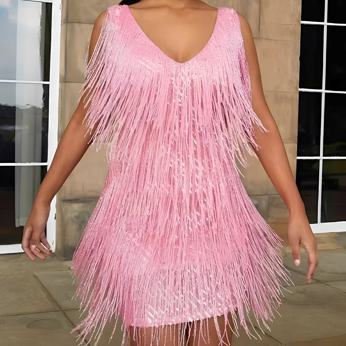 Mégane - Damenkleid mit Fransen für Cocktailpartys