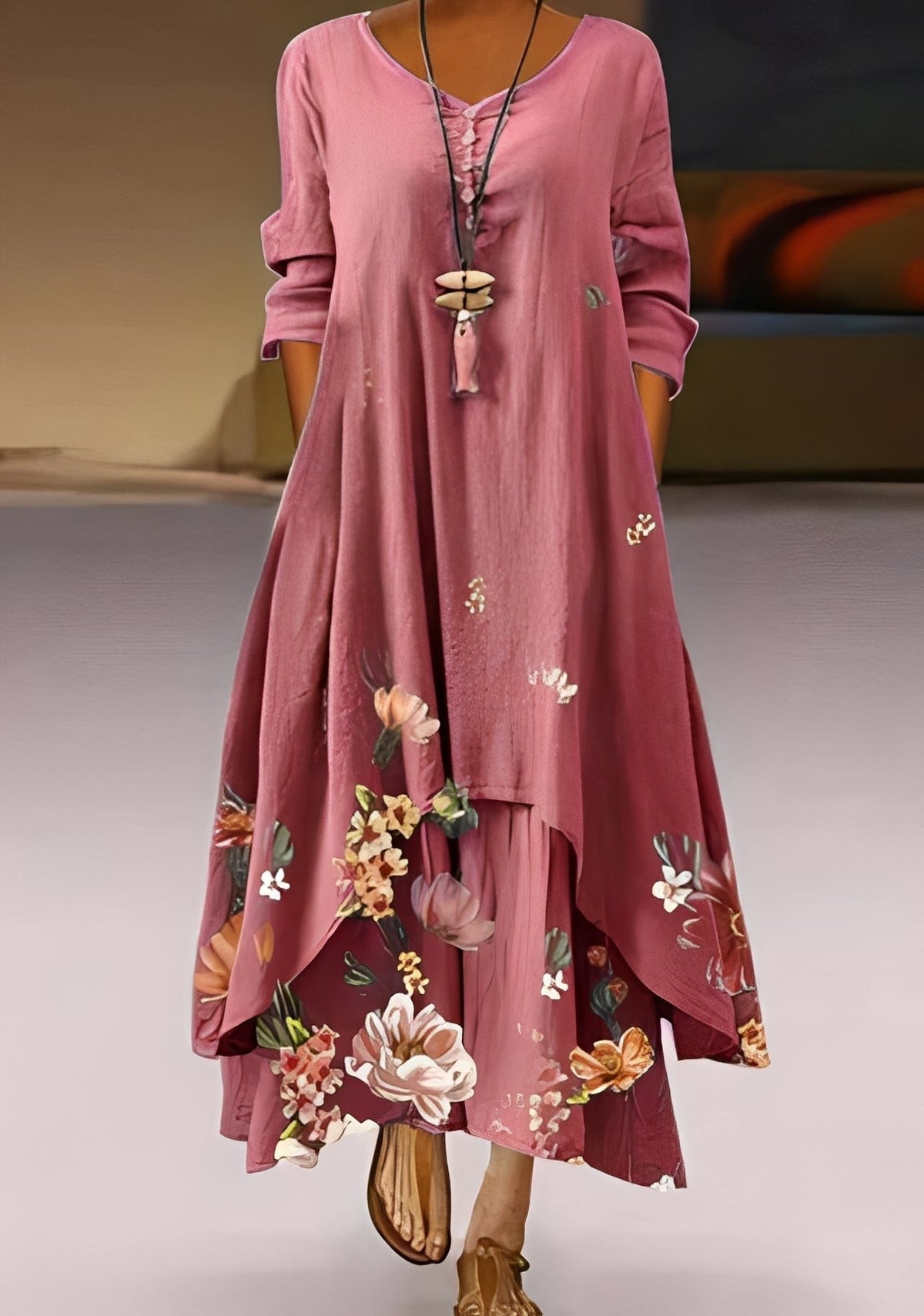 Belle - Elegantes, locker fallendes Damenkleid mit Print