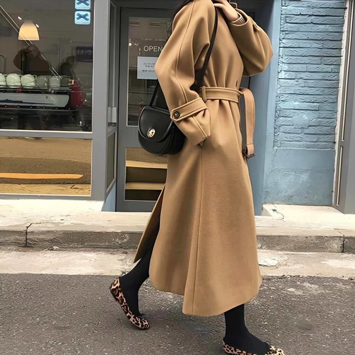 Bethany - Eleganter langer Wollmantel für Damen