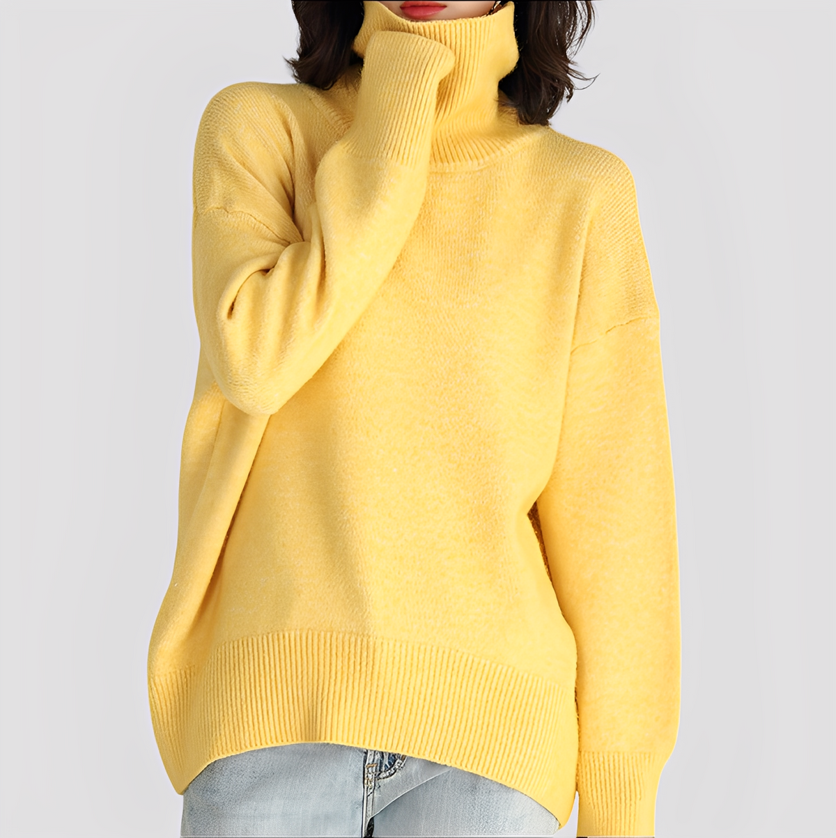 Nylah - Einfacher, übergroßer Damen-Rollkragenpullover