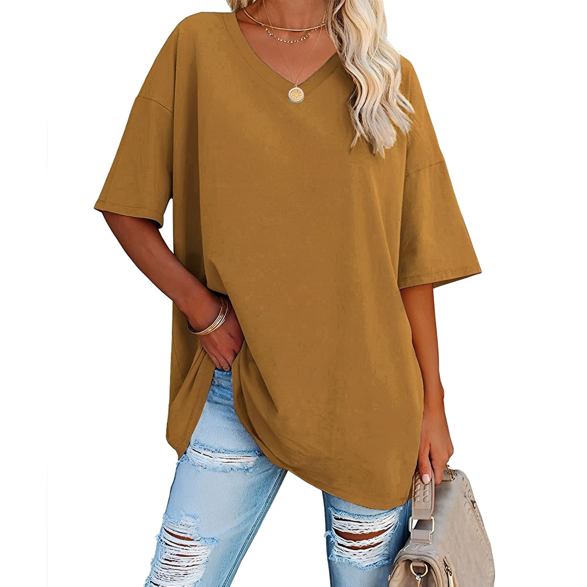 Caroline - Lässiges, locker geschnittenes Shirt mit V-Ausschnitt für Damen