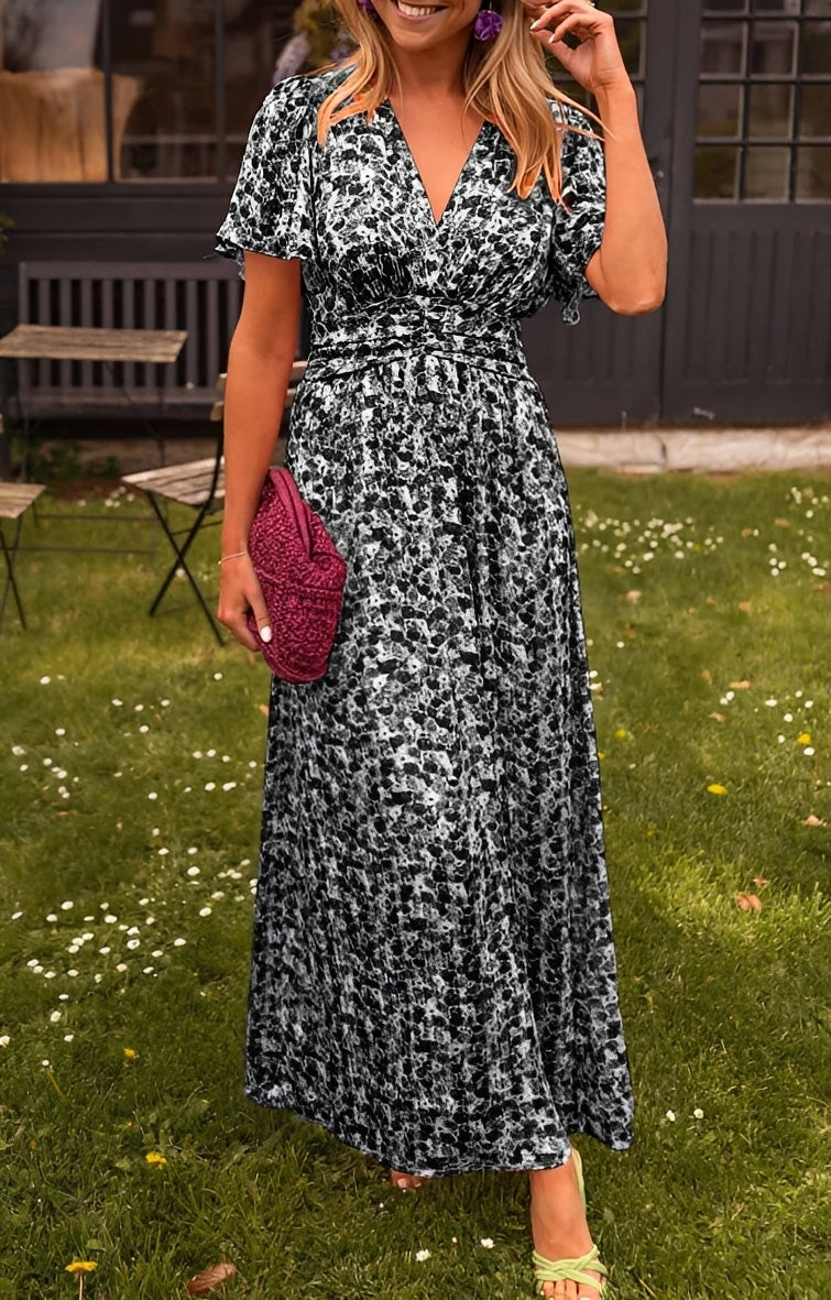 Rachel - Elegantes langes Kleid mit V-Ausschnitt für Damen