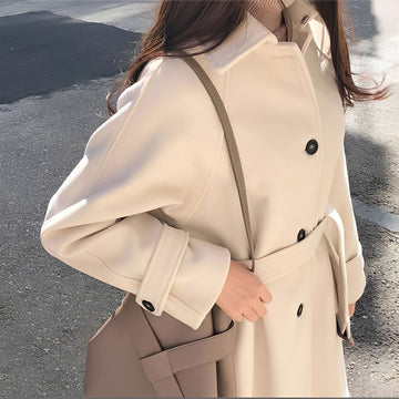 Bethany - Eleganter langer Wollmantel für Damen
