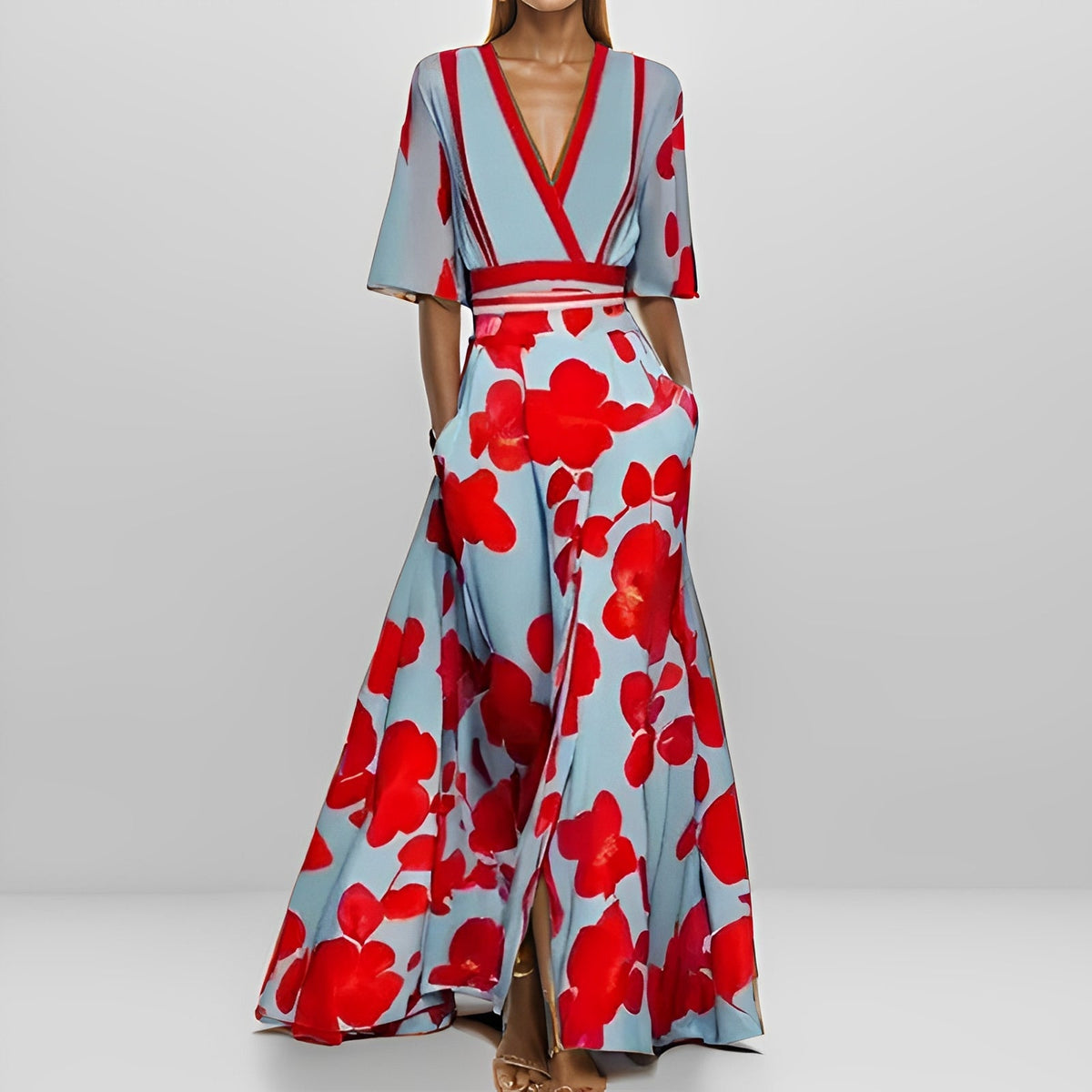 Delores - Maxikleid mit Blumenmuster und langen Ärmeln
