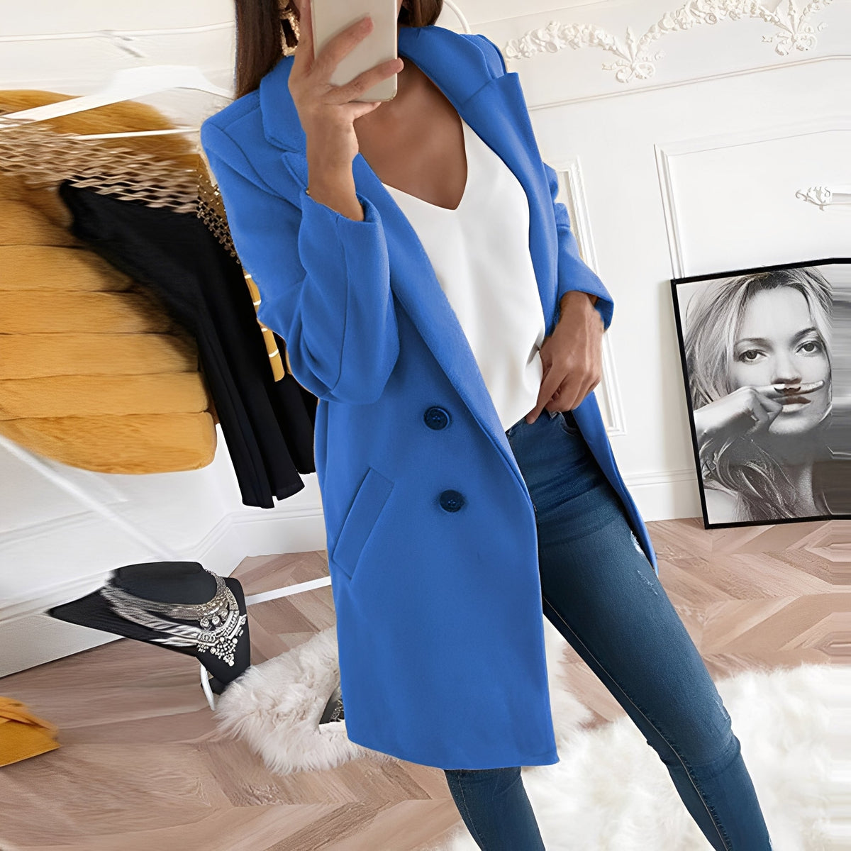 Chantal - Eleganter langer Wintermantel Damen