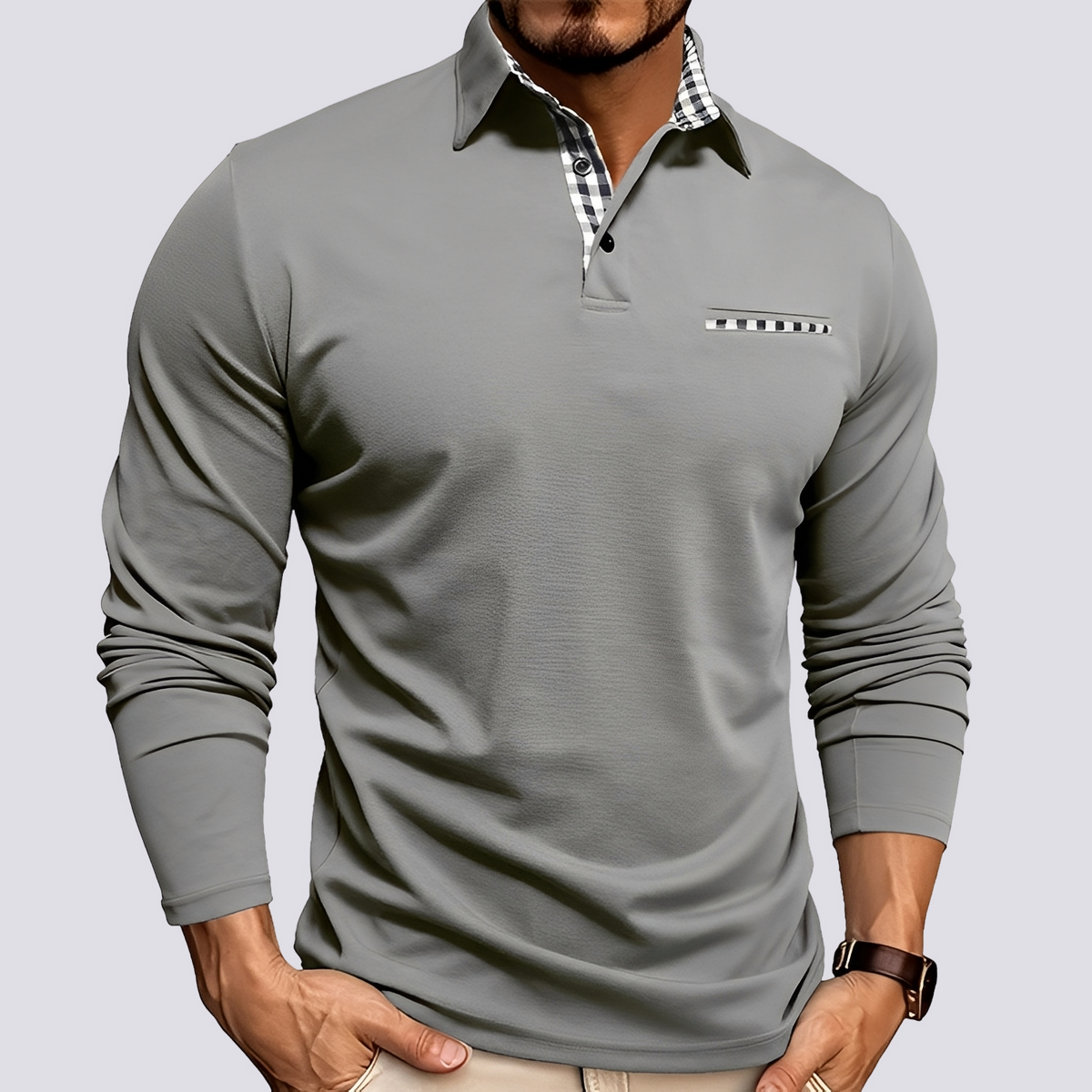 Mark – Herren-Poloshirt – Langarm-Freizeithemden