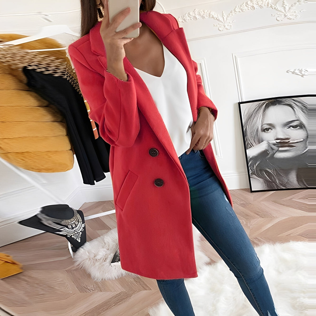 Chantal - Eleganter langer Wintermantel Damen