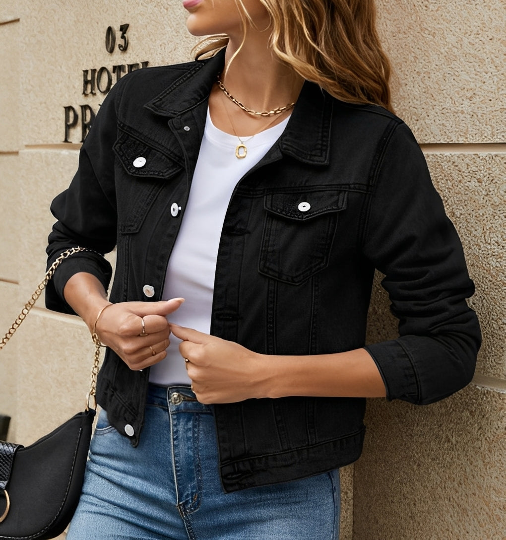 Julia - Moderne Jeansjacke mit Reverskragen für Damen