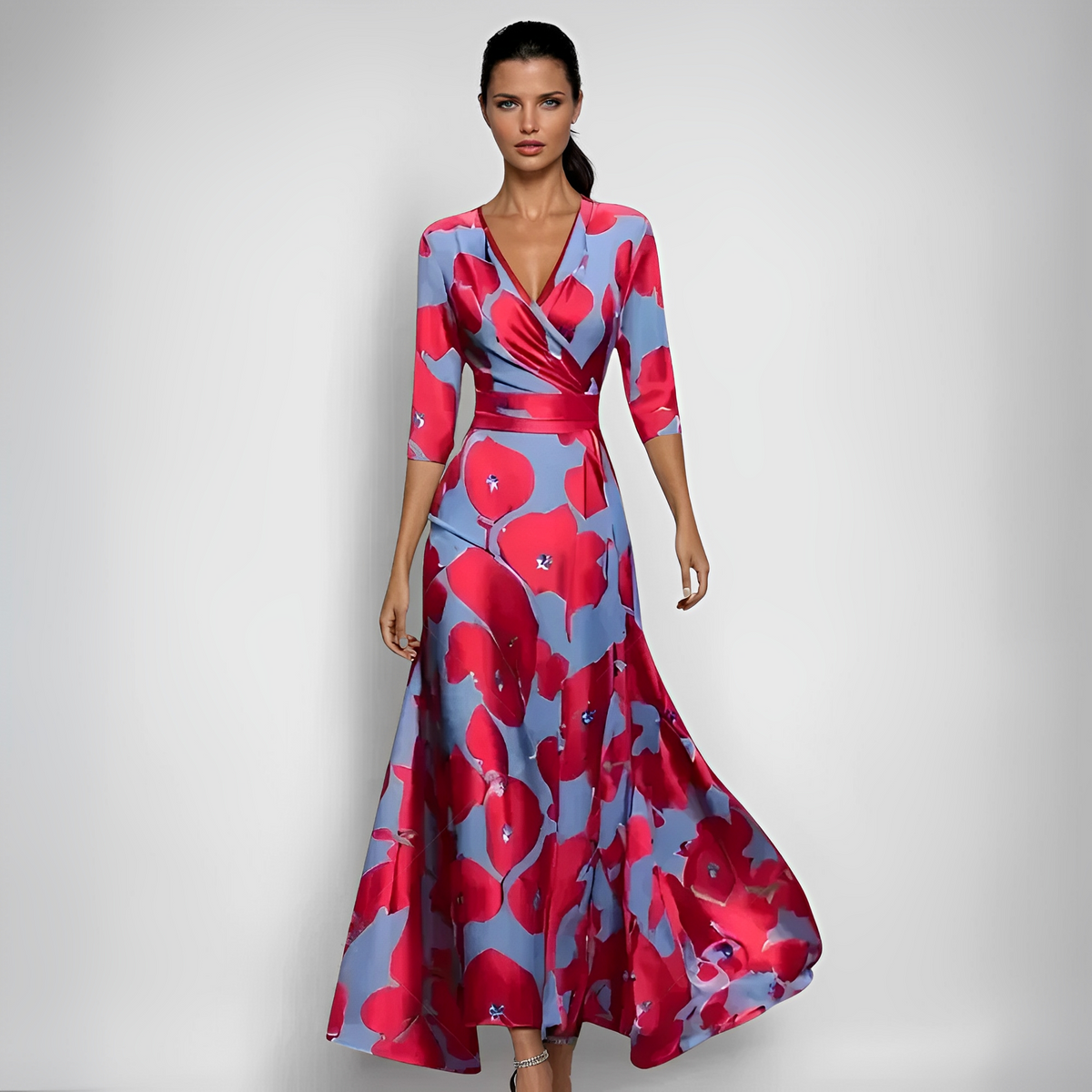 Delores - Maxikleid mit Blumenmuster und langen Ärmeln