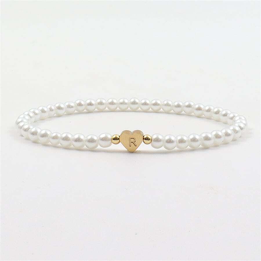 Perlenarmband mit gravierten Initialen - Individuelles Herz-Perlenarmband