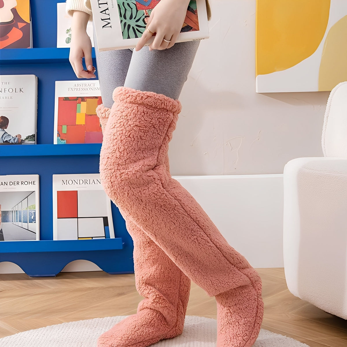 Camellia - Warme Damensocken über das Knie für den Winter