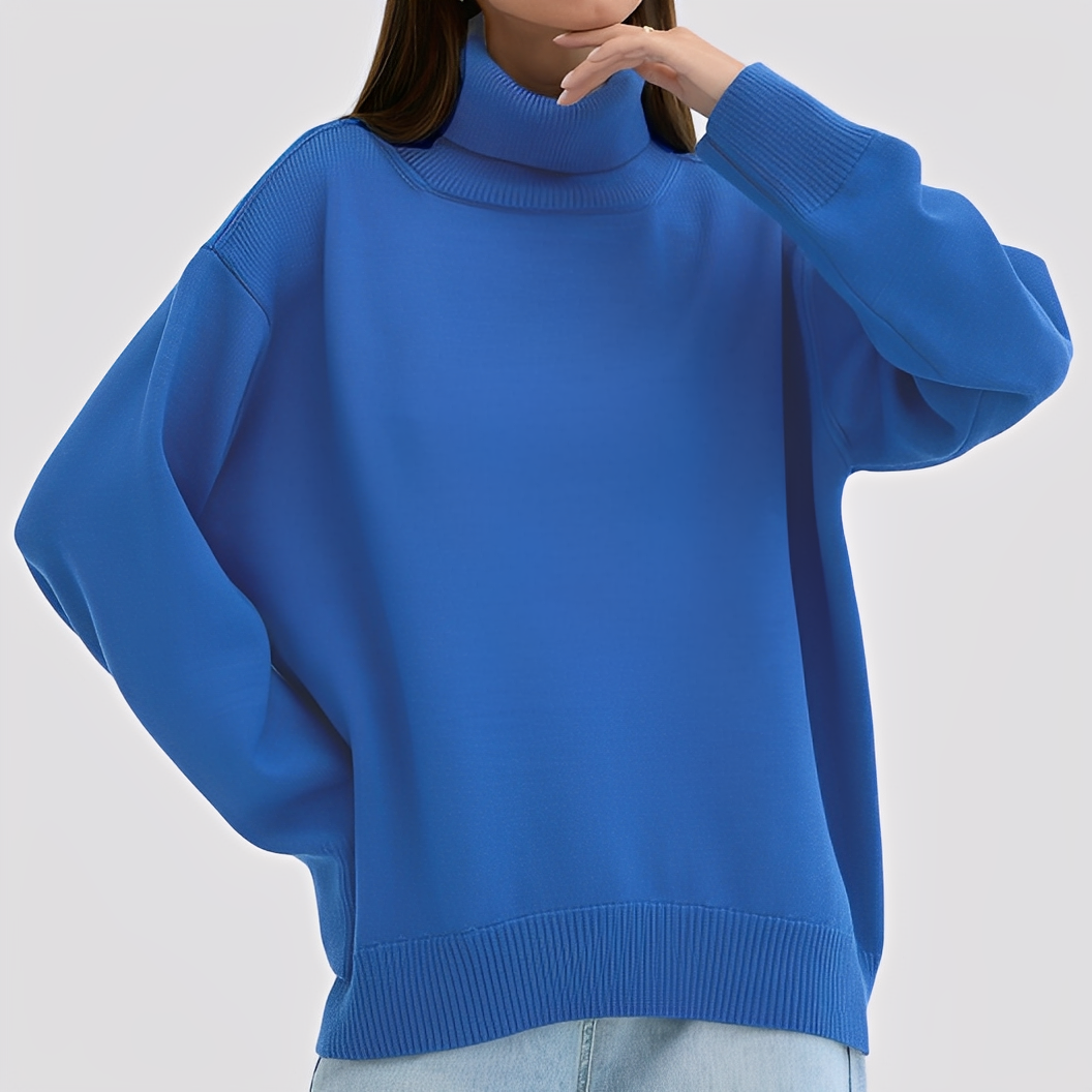 Nylah - Einfacher, übergroßer Damen-Rollkragenpullover