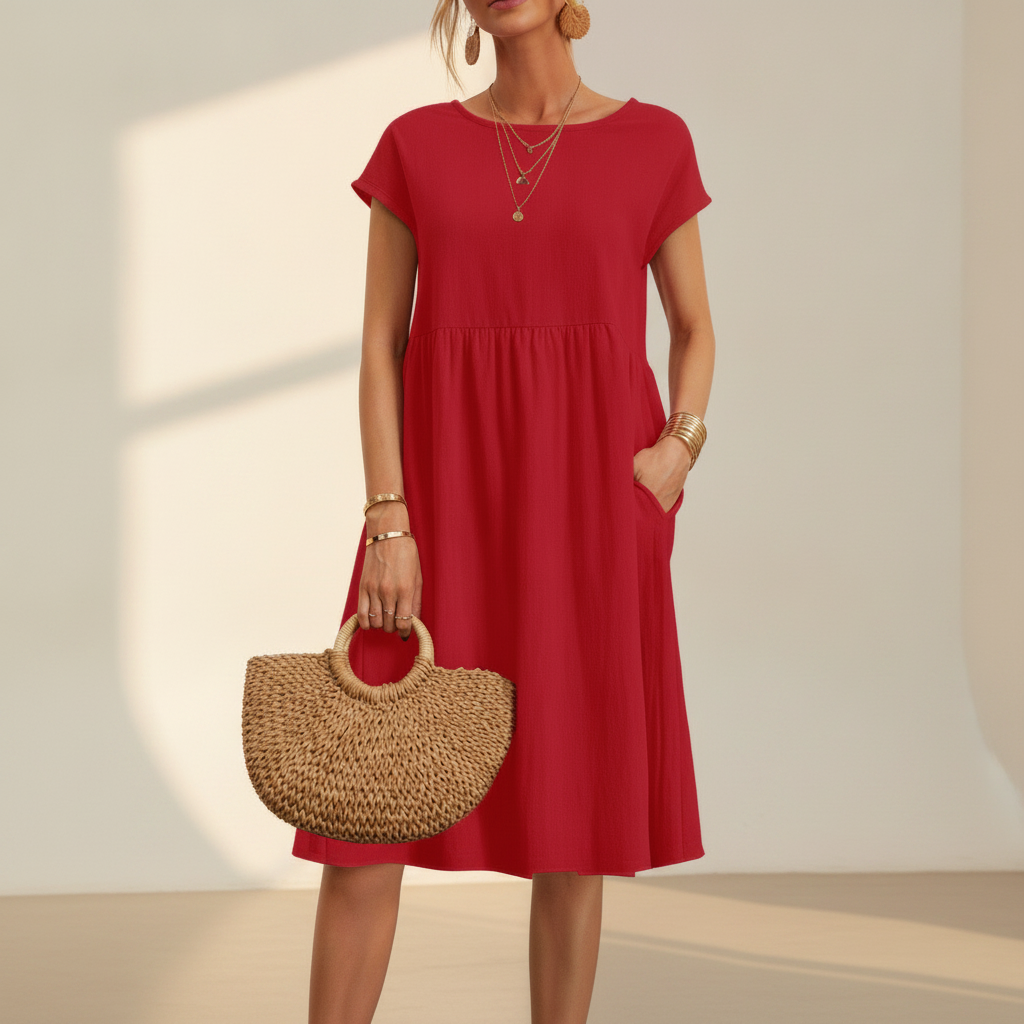 Nubia - Stilvolles Midikleid mit Rundhalsausschnitt