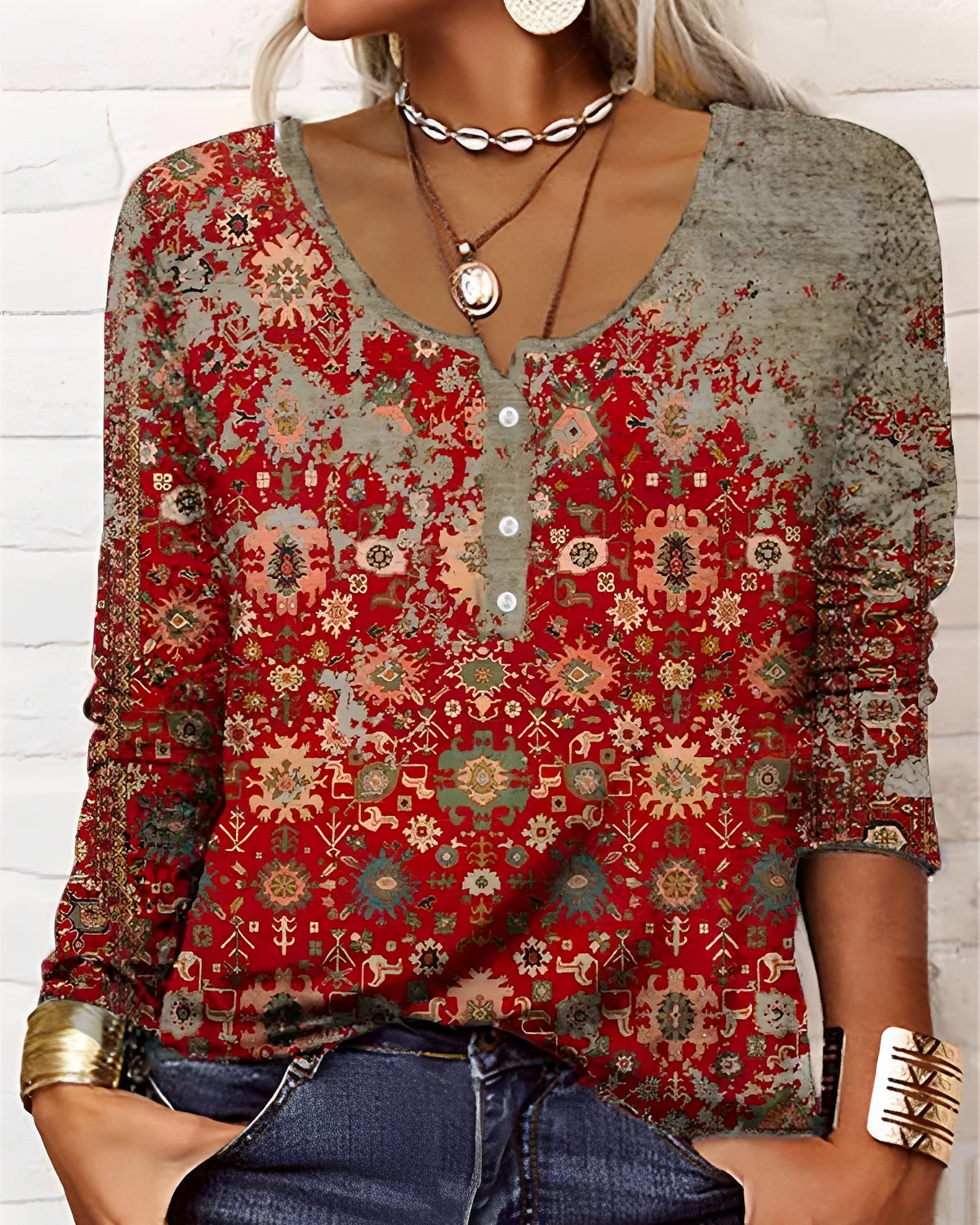 Alejandra - Modische Bluse mit halbem Knopfverschluss