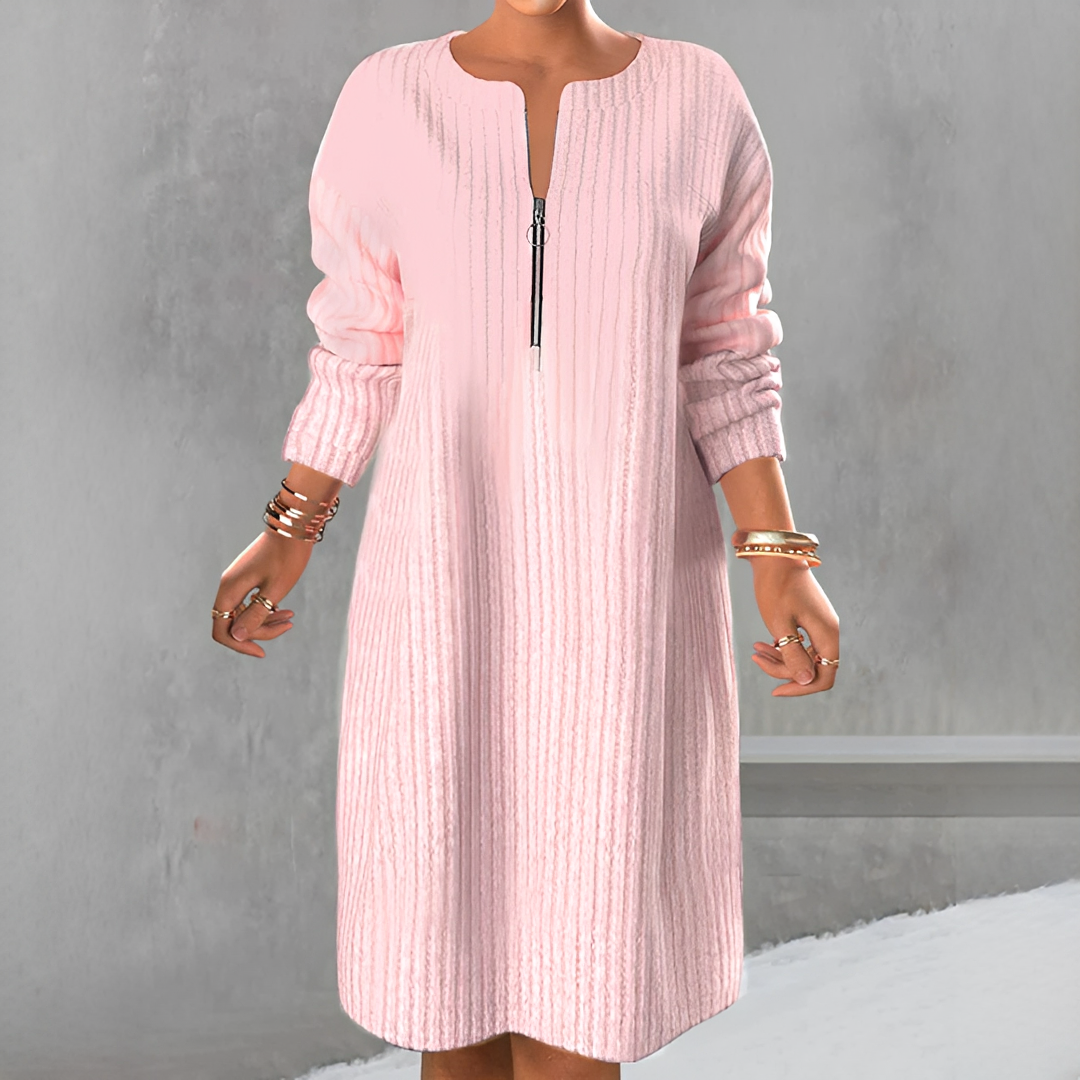 Marion - Elegantes Zip-Kleid mit langen Ärmeln