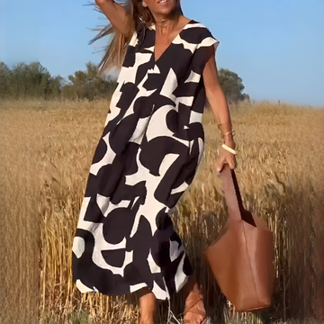 Vicky - Elegantes Kleid mit V-Ausschnitt und lockerer Passform