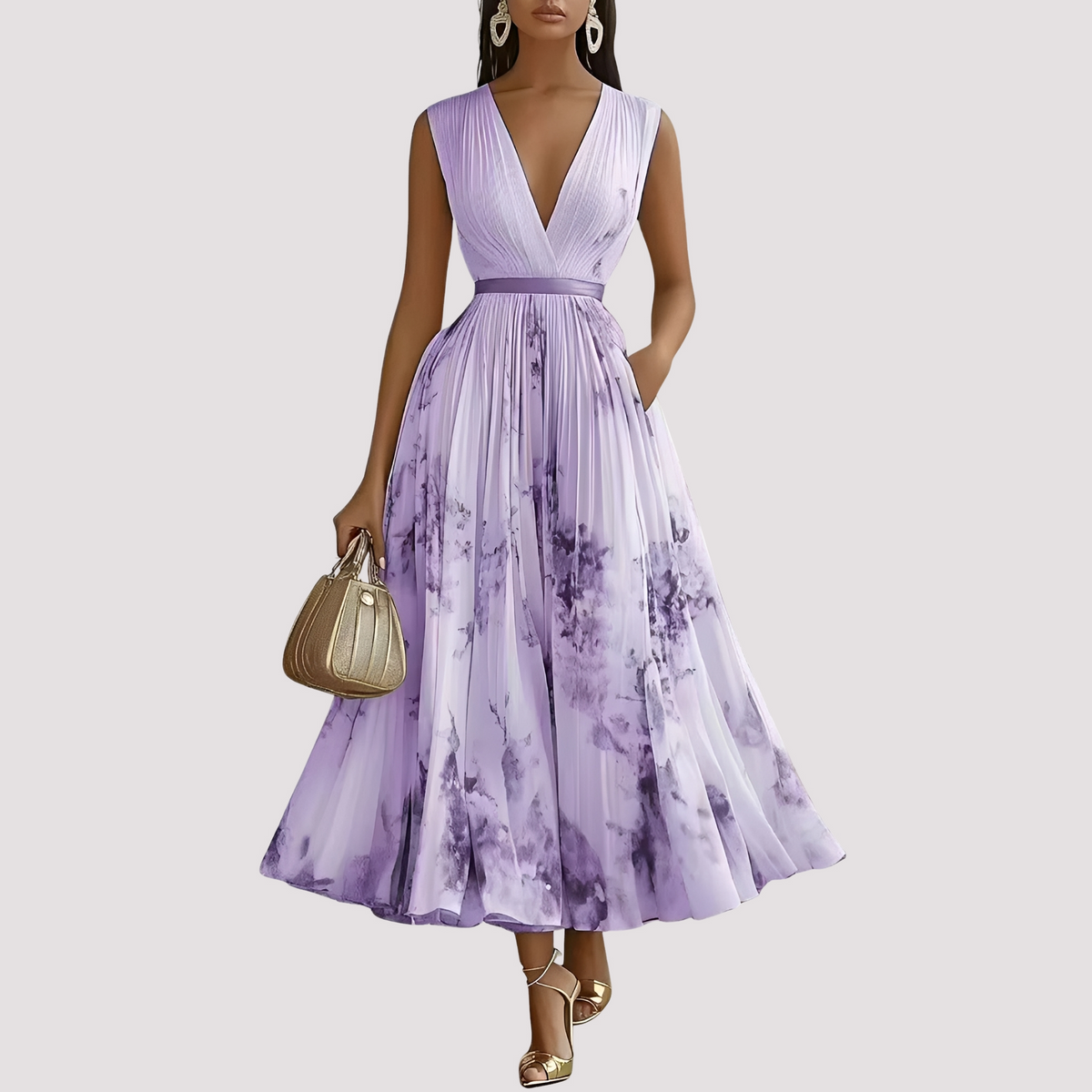 Leah - Midikleid mit floralem Design und langen Ärmeln