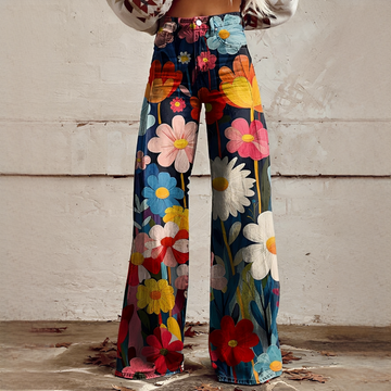 Charo - Locker geschnittene Damenhose mit Blumenmuster