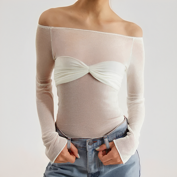Shanelle - Langarmshirt mit schulterfreiem Design