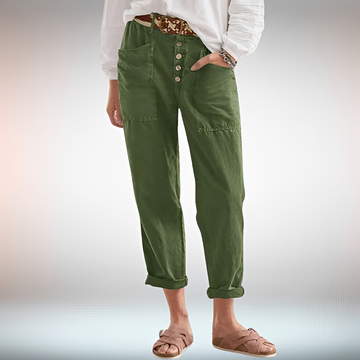 Rhonwen - Elegante, locker geschnittene Hose mit Knopfdetails