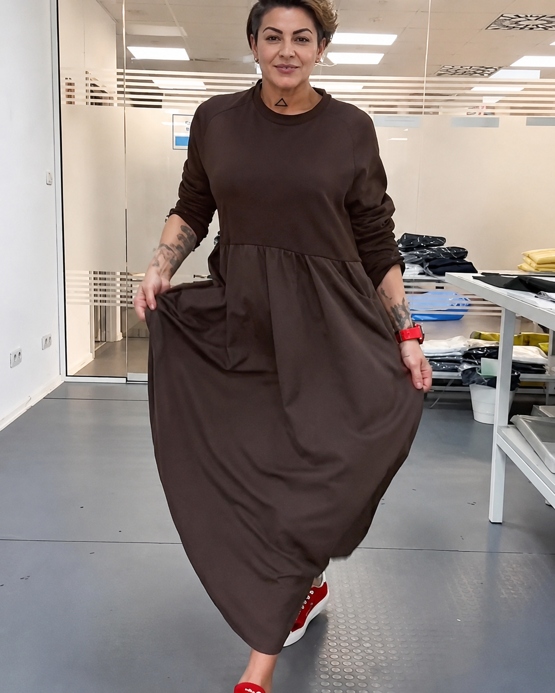 Imelda - Weit geschnittenes Kleid mit rundem Ausschnitt