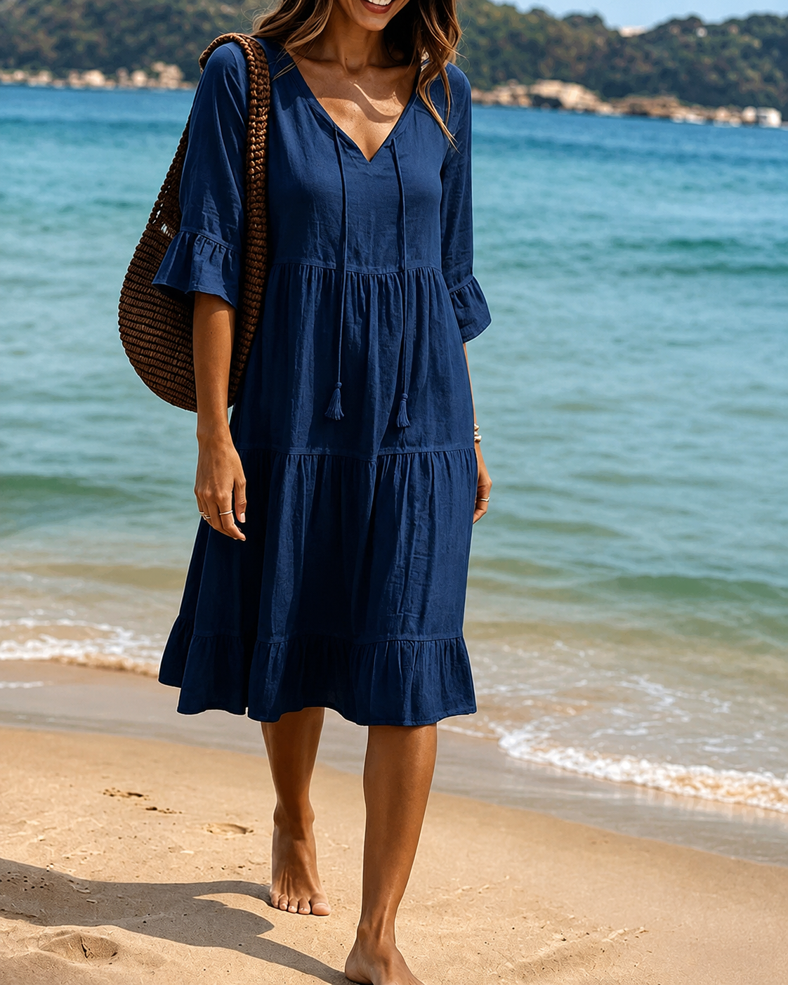 Lorraine - Elegantes Midikleid mit V-förmigem Ausschnitt
