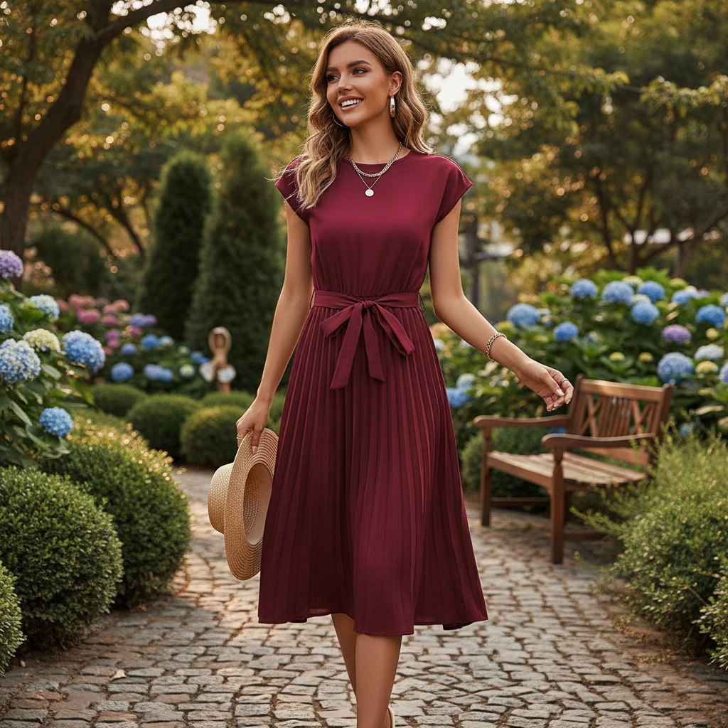Jelica - Elegantes Midi-Kleid mit Falten