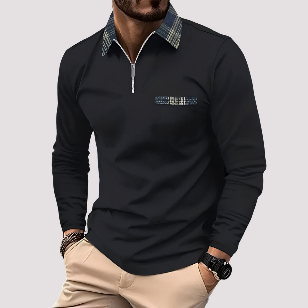 Aidan - Schickes Langarm-Poloshirt für Herren