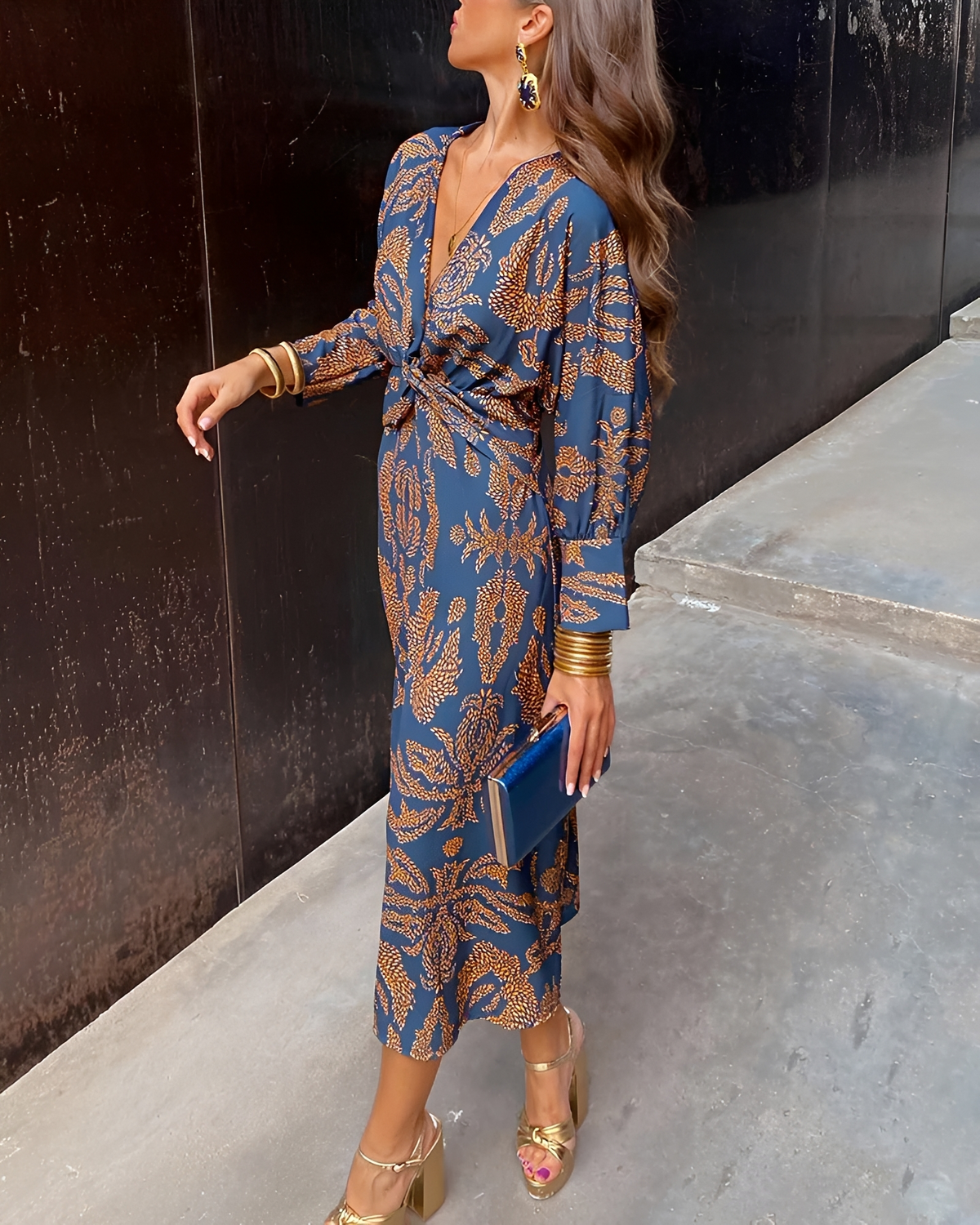 Alima - V-förmiger Ausschnitt Retro-Kleid
