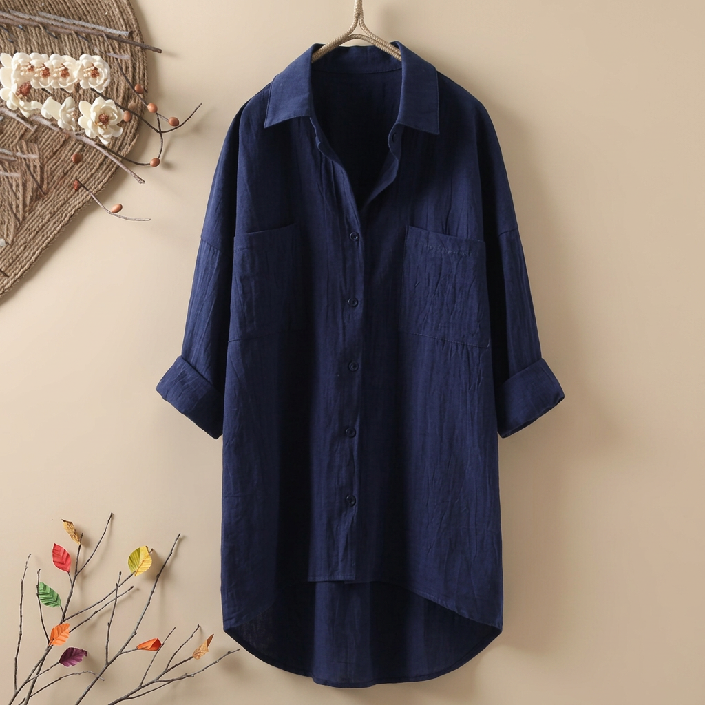 Jacient - Locker geschnittenes Button-Down-Oberteil