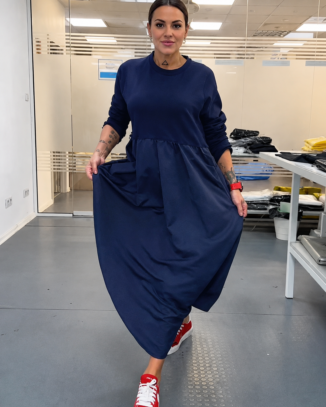 Imelda - Weit geschnittenes Kleid mit rundem Ausschnitt