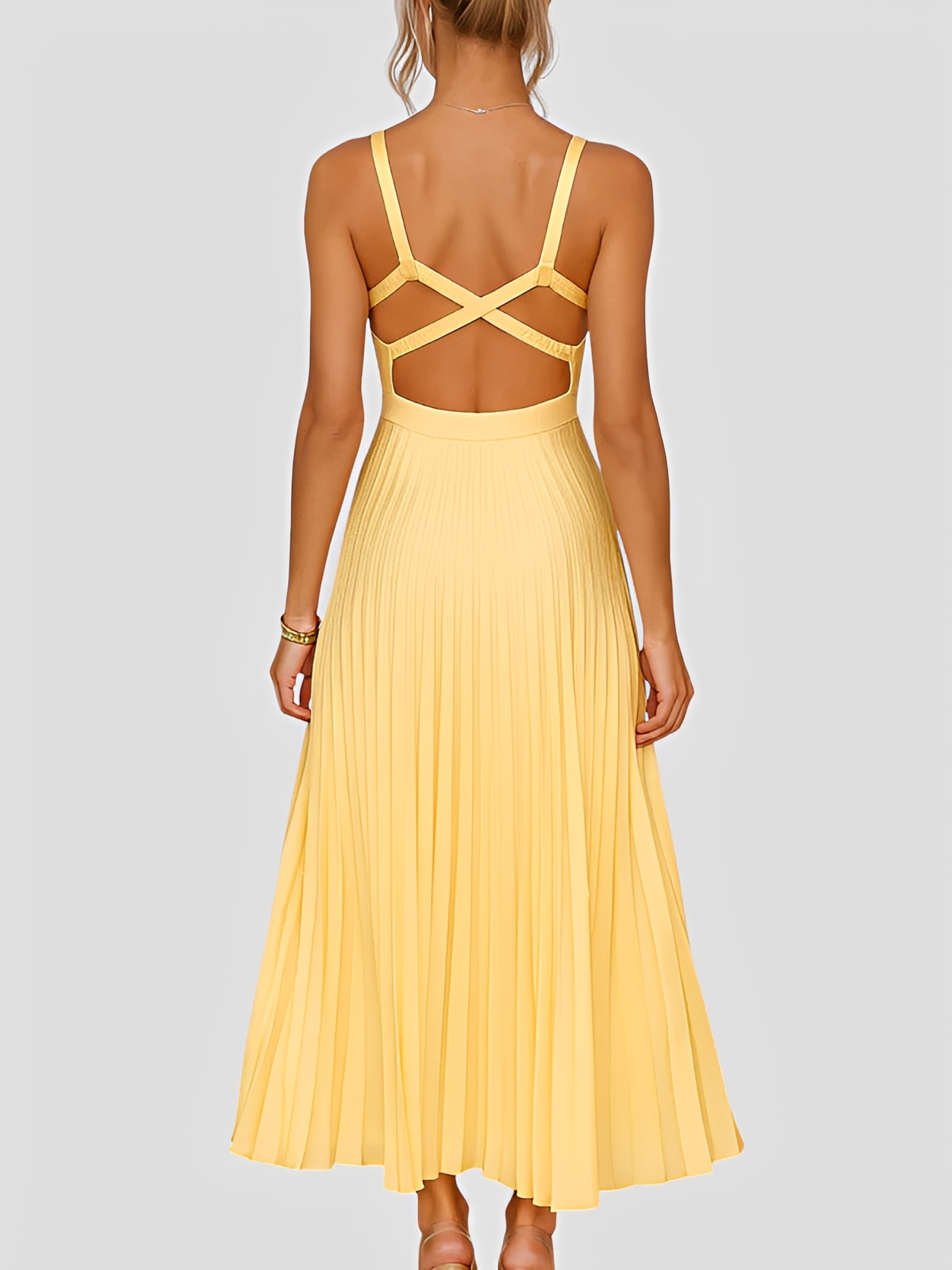 Anjanae - Elegantes Kleid mit V-Ausschnitt und Falten