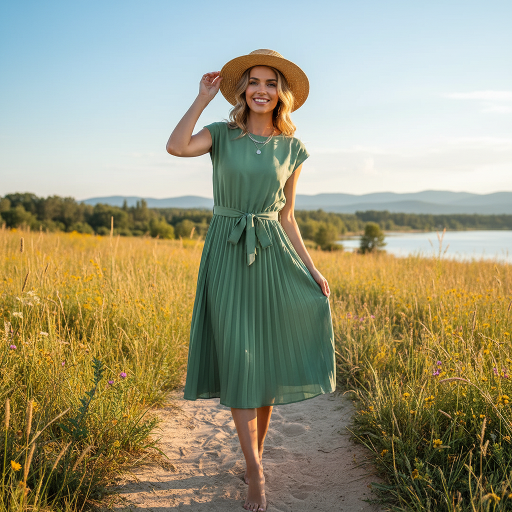 Jelica - Elegantes Midi-Kleid mit Falten
