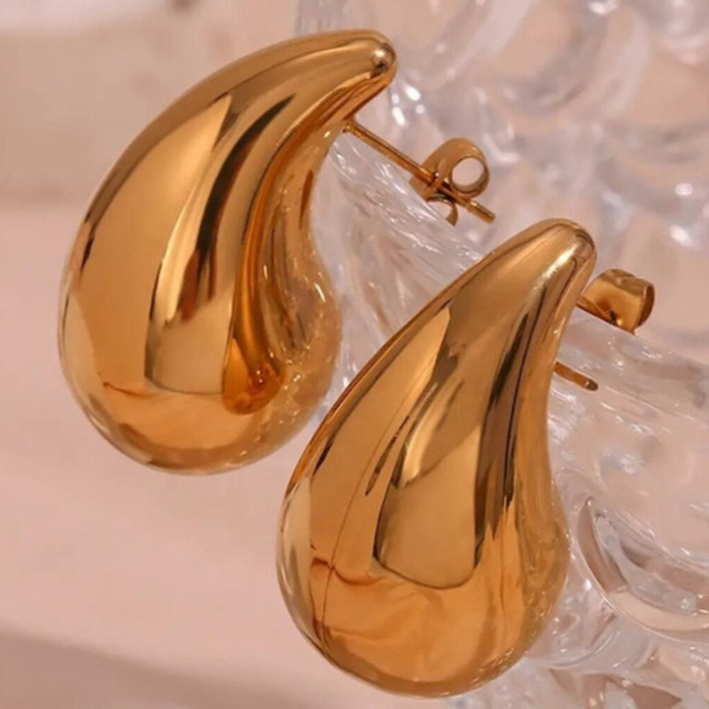 Chunky Waterdrop Ohrringe - Große Ohrringe in Gold