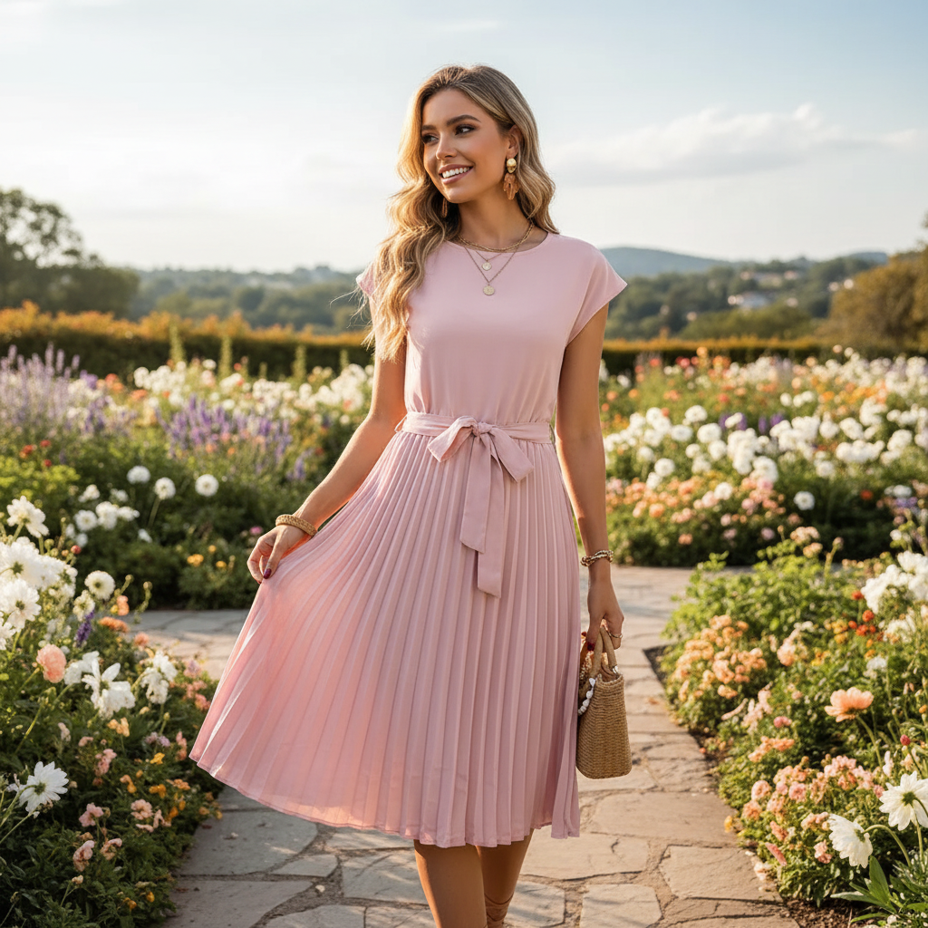 Jelica - Elegantes Midi-Kleid mit Falten