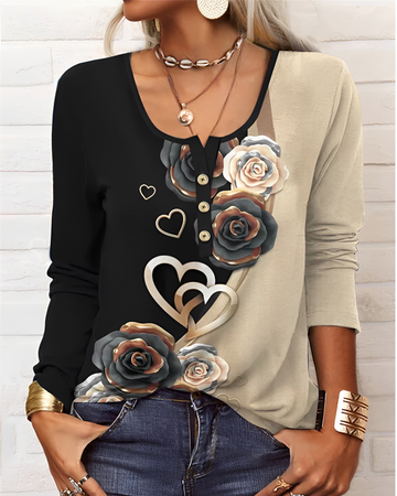 Alejandra - Modische Bluse mit halbem Knopfverschluss