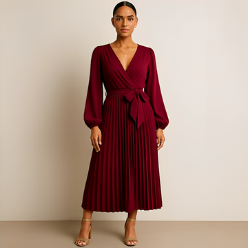 Naomi - Elegantes Kleid mit V-Ausschnitt und Drapierungen