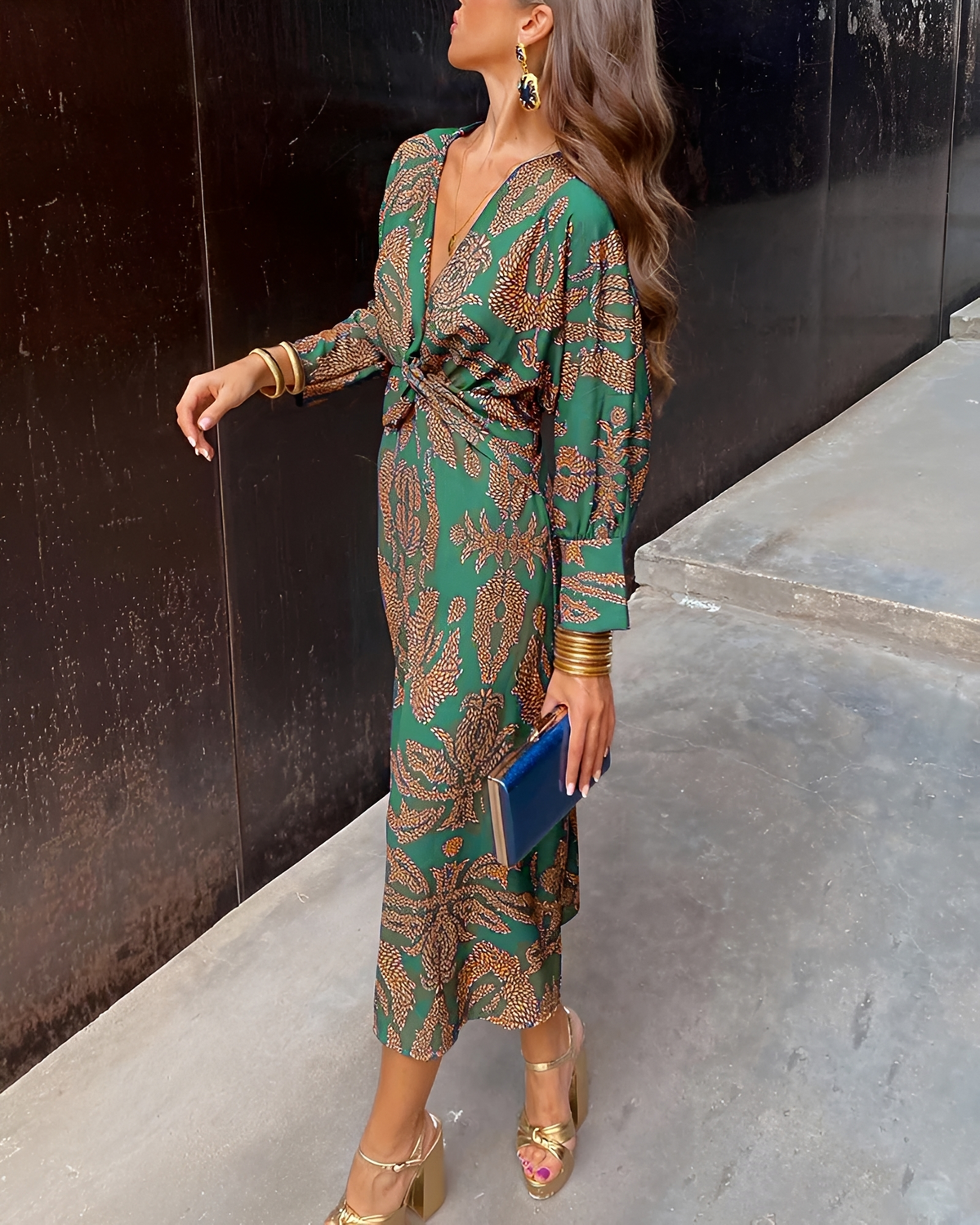 Alima - V-förmiger Ausschnitt Retro-Kleid