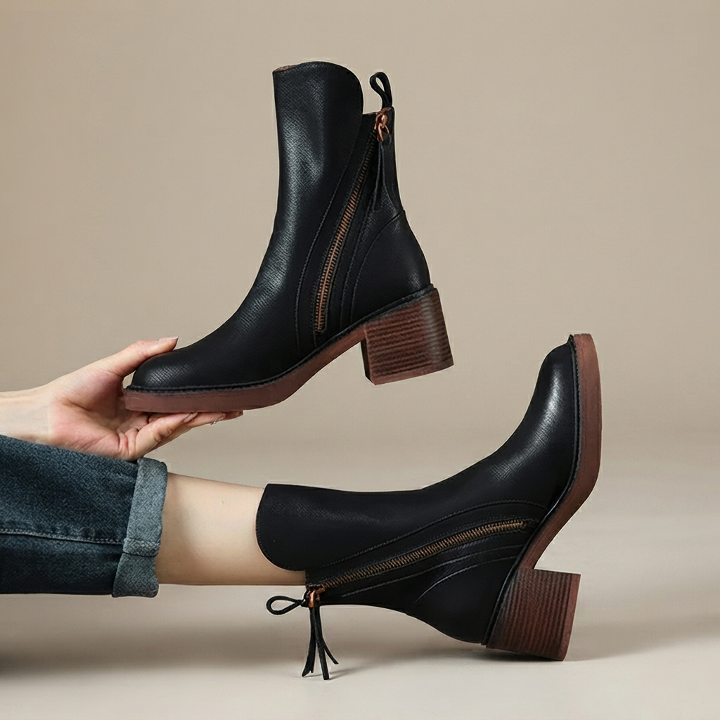 Jadonna - Modische Stiefeletten mit Absatz und Reißverschluss