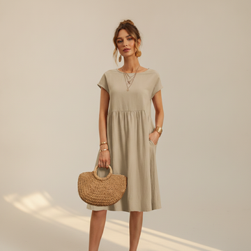 Nubia - Stilvolles Midikleid mit Rundhalsausschnitt