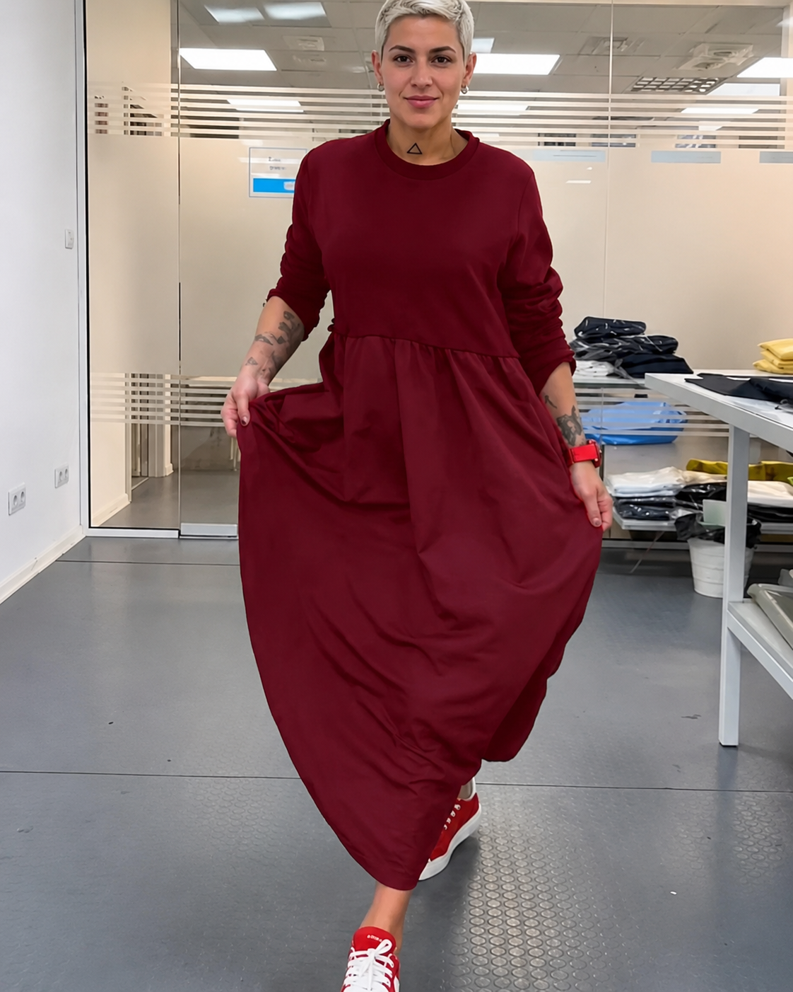 Imelda - Weit geschnittenes Kleid mit rundem Ausschnitt