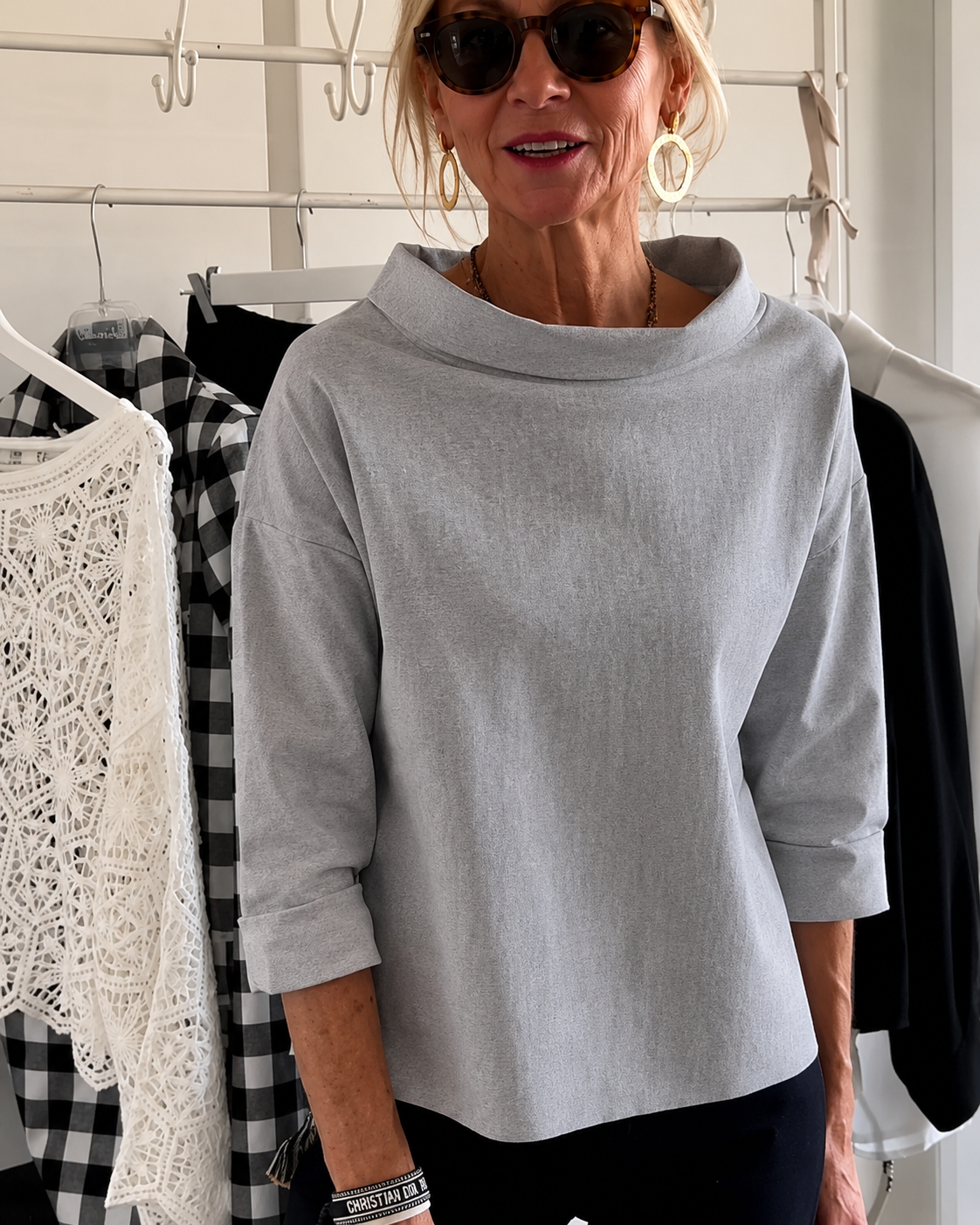 Elone - Stilvolle, weite Bluse mit Kragen