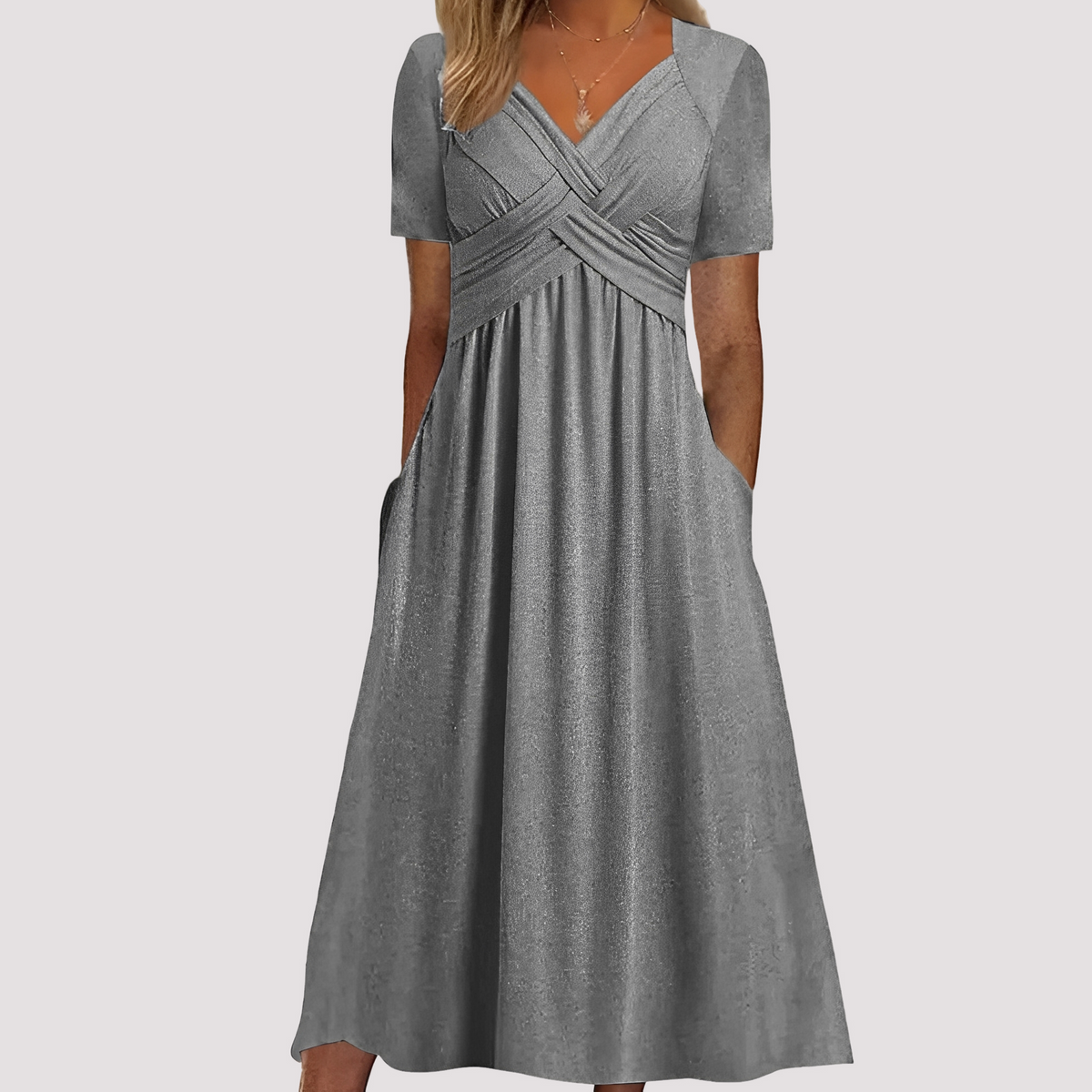 Gabriella - Stilvolles Midikleid mit V-Ausschnitt für Damen