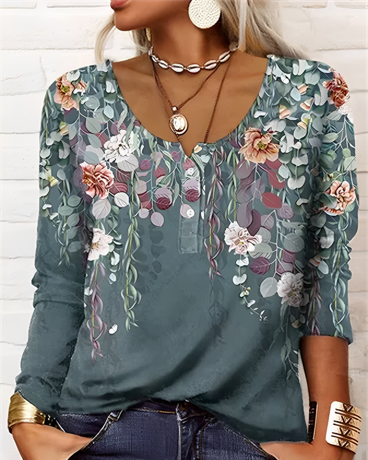 Alejandra - Modische Bluse mit halbem Knopfverschluss