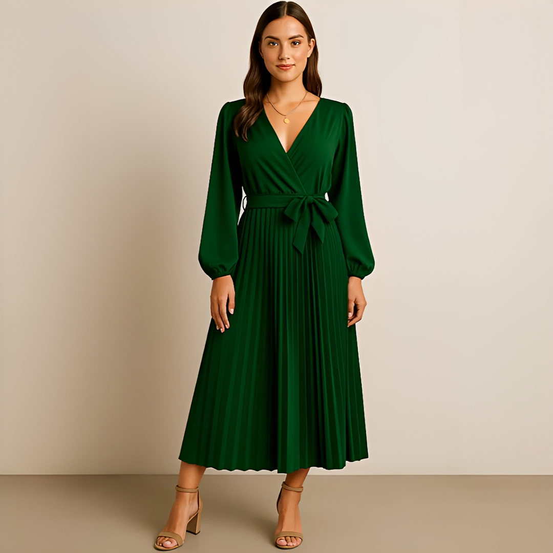 Naomi - Elegantes Kleid mit V-Ausschnitt und Drapierungen