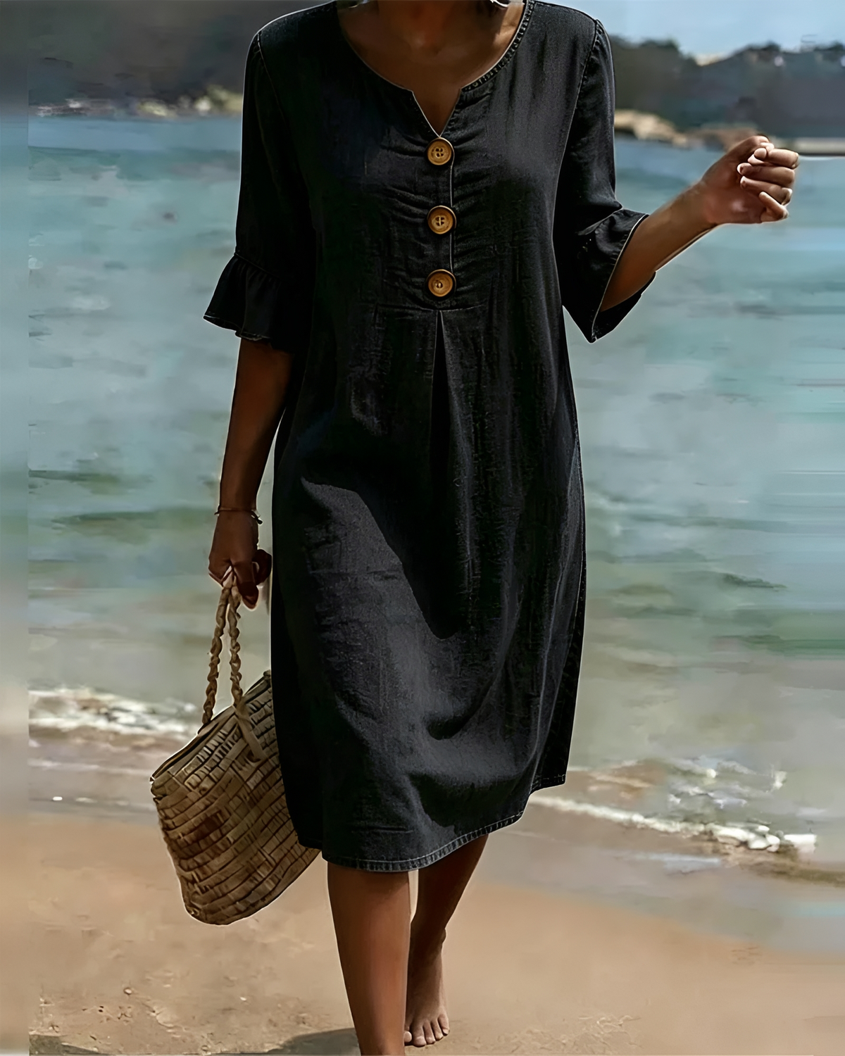 Zahara - Elegantes Midikleid mit Knöpfen
