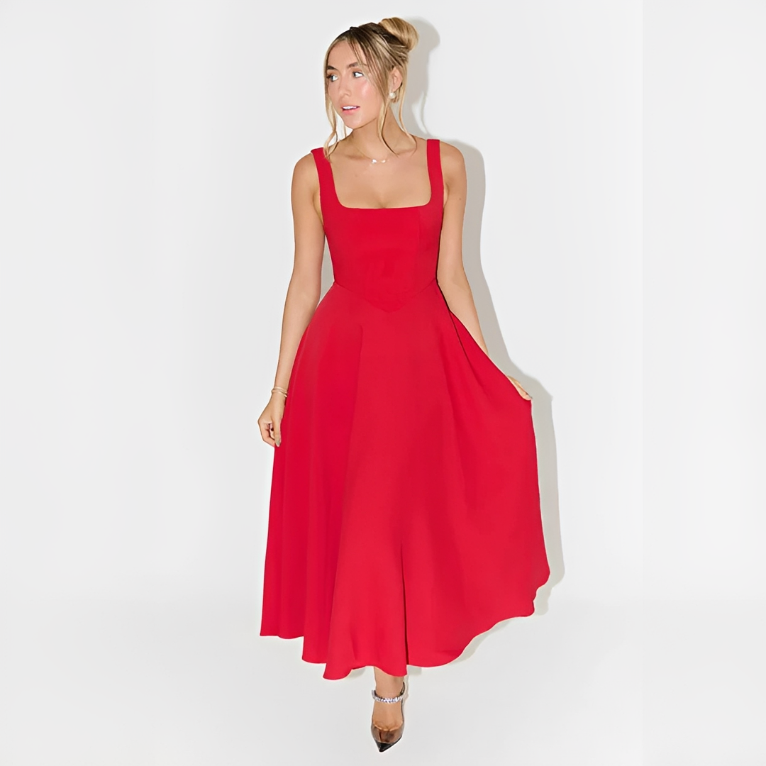 Yarabelle - Elegantes Midi-Kleid mit Trägern