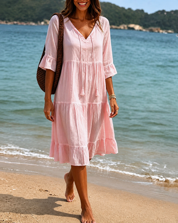 Lorraine - Elegantes Midikleid mit V-förmigem Ausschnitt