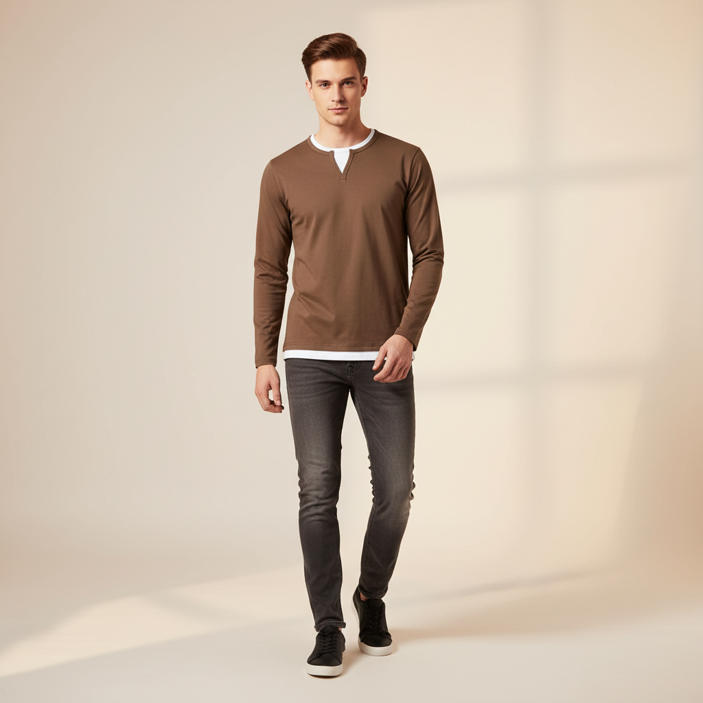 Daryl - Schickes Langarmshirt mit V-Ausschnitt