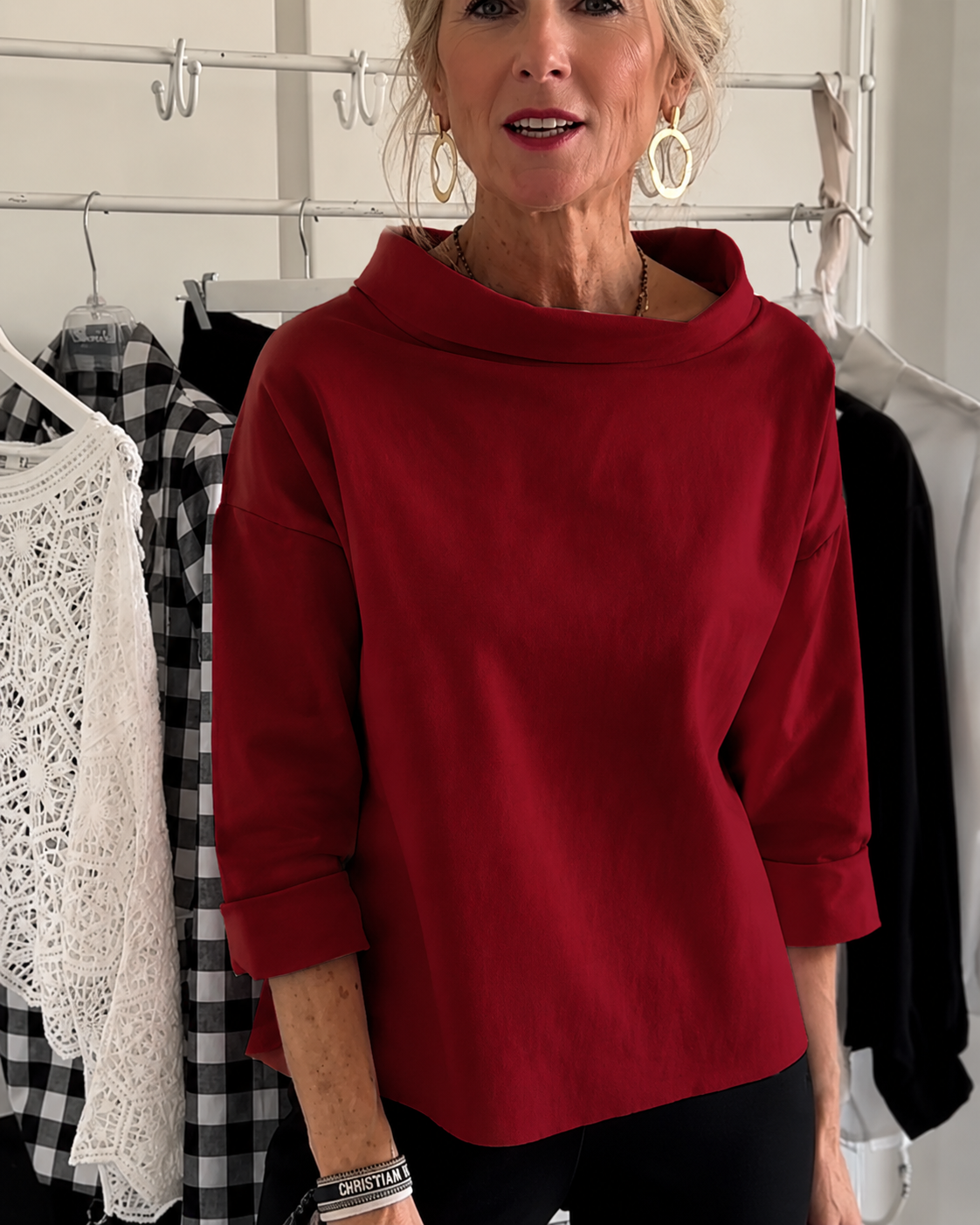 Elone - Stilvolle, weite Bluse mit Kragen